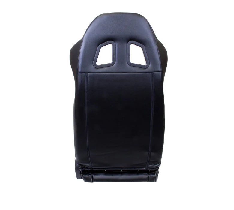 NRG Racing Reclinable Sport Racing Seat (PVC Leather) Black - White or Red Stitch RSC-208 - Image 4
