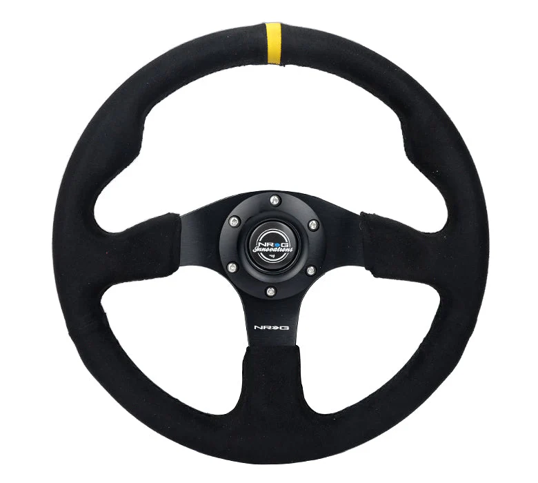 NRG Racing Steering Wheel (Alcantara - 320mm Reinforced) Optional Yellow Stripe RST-012SA - Image 2