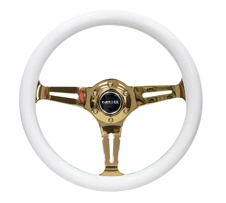 NRG Steering Wheels (Classic Wood Grain - 350mm) Multiple Colors 3 Spoke Design ST-015 - Image 2