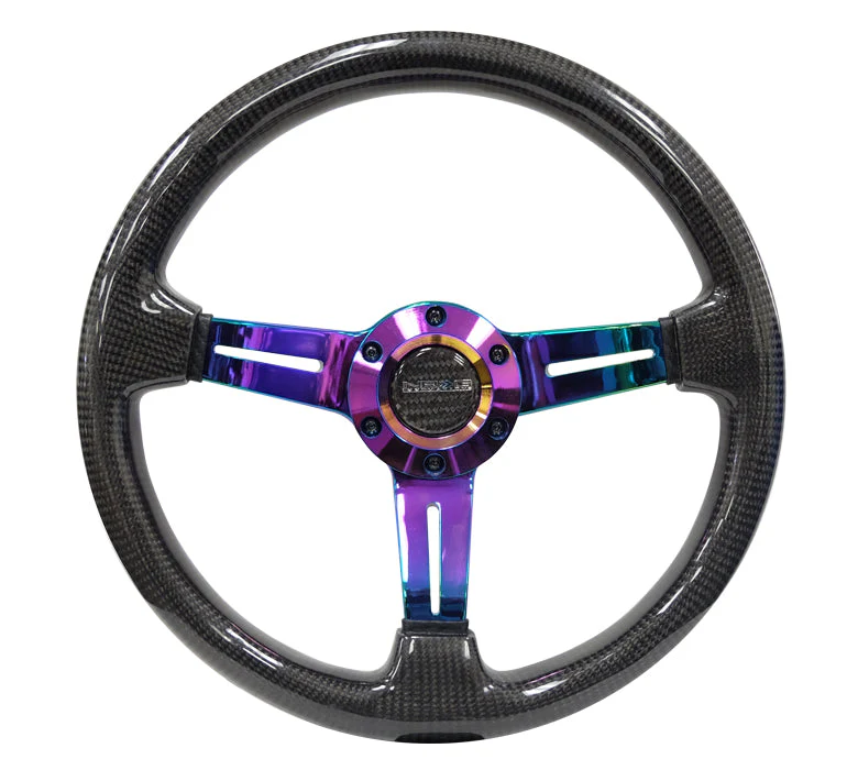 NRG Steering Wheels (Carbon Fiber 315mm - 1.5" Deep Dish) Black / Neochrome / Full Carbon ST-010CF - Image 3