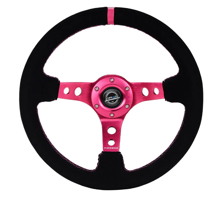 NRG Steering Wheels (Suede - 350mm 3" Deep Dish) Optional Center Mark - Black / Red / Purple / Blue / Orange / Camo - Image 10