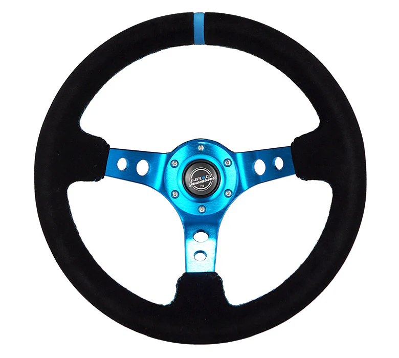 NRG Steering Wheels (Suede - 350mm 3" Deep Dish) Optional Center Mark - Black / Red / Purple / Blue / Orange / Camo - Image 5