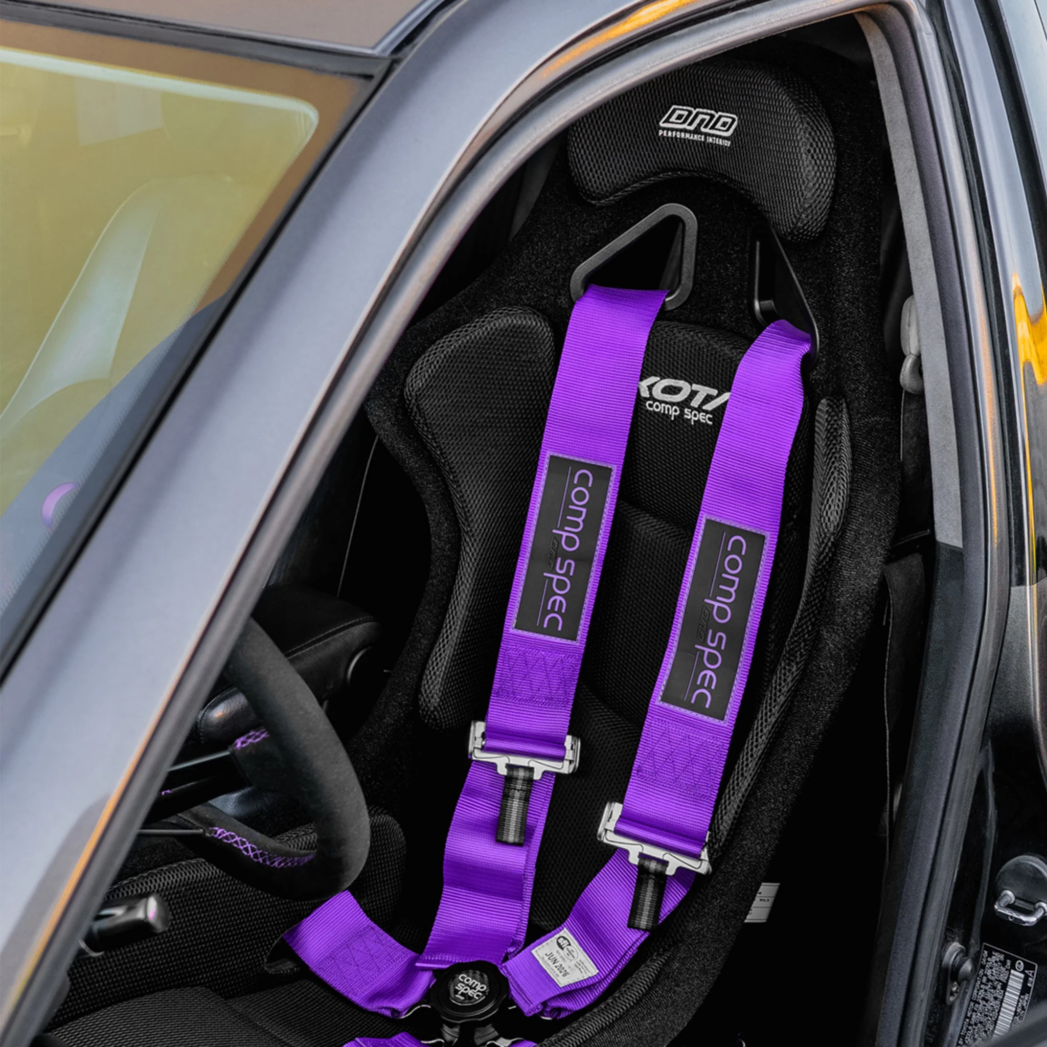 DND Racing Harness (Comp Spec -SFI Approved) 5 Point - Black / Purple / Red / Gray - Image 5