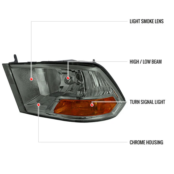 Spec-D Crystal Headlights RAM 1500 (09-18) RAM Classic (19-21) RAM 2500 3500 (10-18) RAM Factory-Style / LED Upgrade Headlights w/ Multiple Variations - Image 26