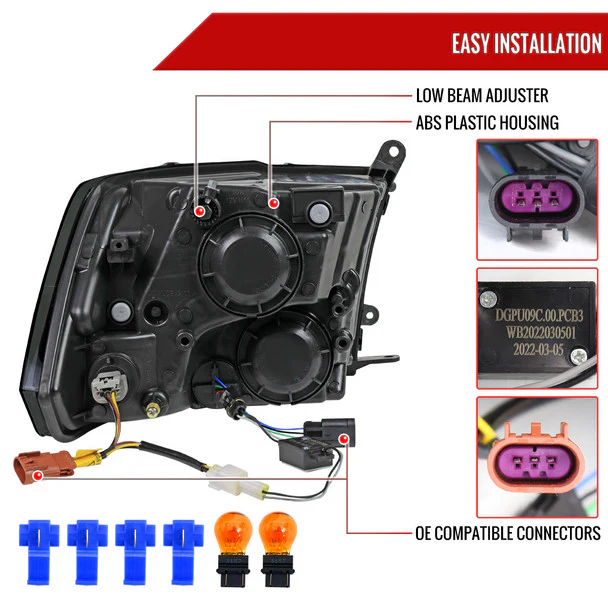 Spec-D Crystal Headlights RAM 1500 (09-18) RAM Classic (19-21) RAM 2500 3500 (10-18) RAM Factory-Style / LED Upgrade Headlights w/ Multiple Variations - Image 54