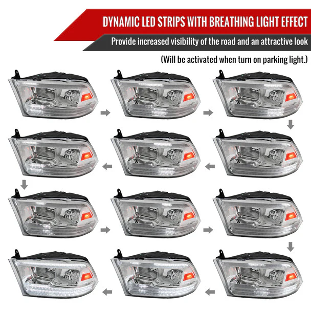 Spec-D Crystal Headlights RAM 1500 (09-18) RAM Classic (19-21) RAM 2500 3500 (10-18) RAM Factory-Style / LED Upgrade Headlights w/ Multiple Variations - Image 58