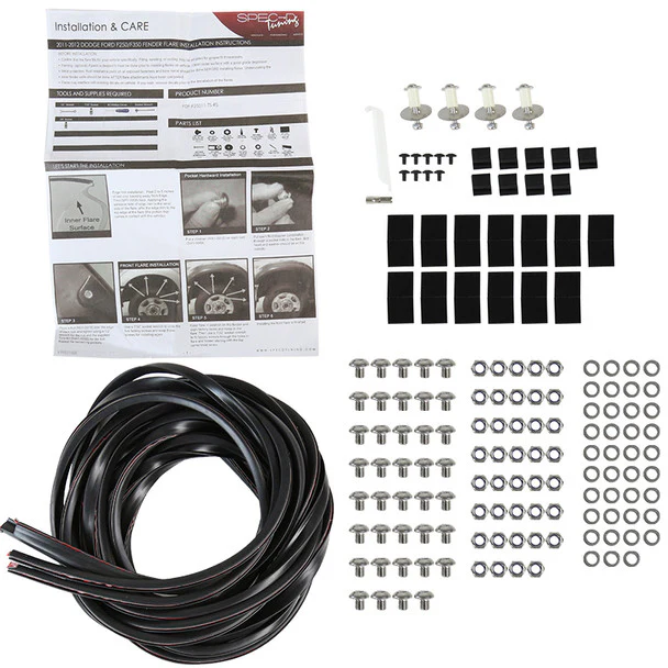 Spec-D Fender Flares Ford F250 / F350 SuperDuty Styleside (2011-2016) Textured Rivet Style - Image 9