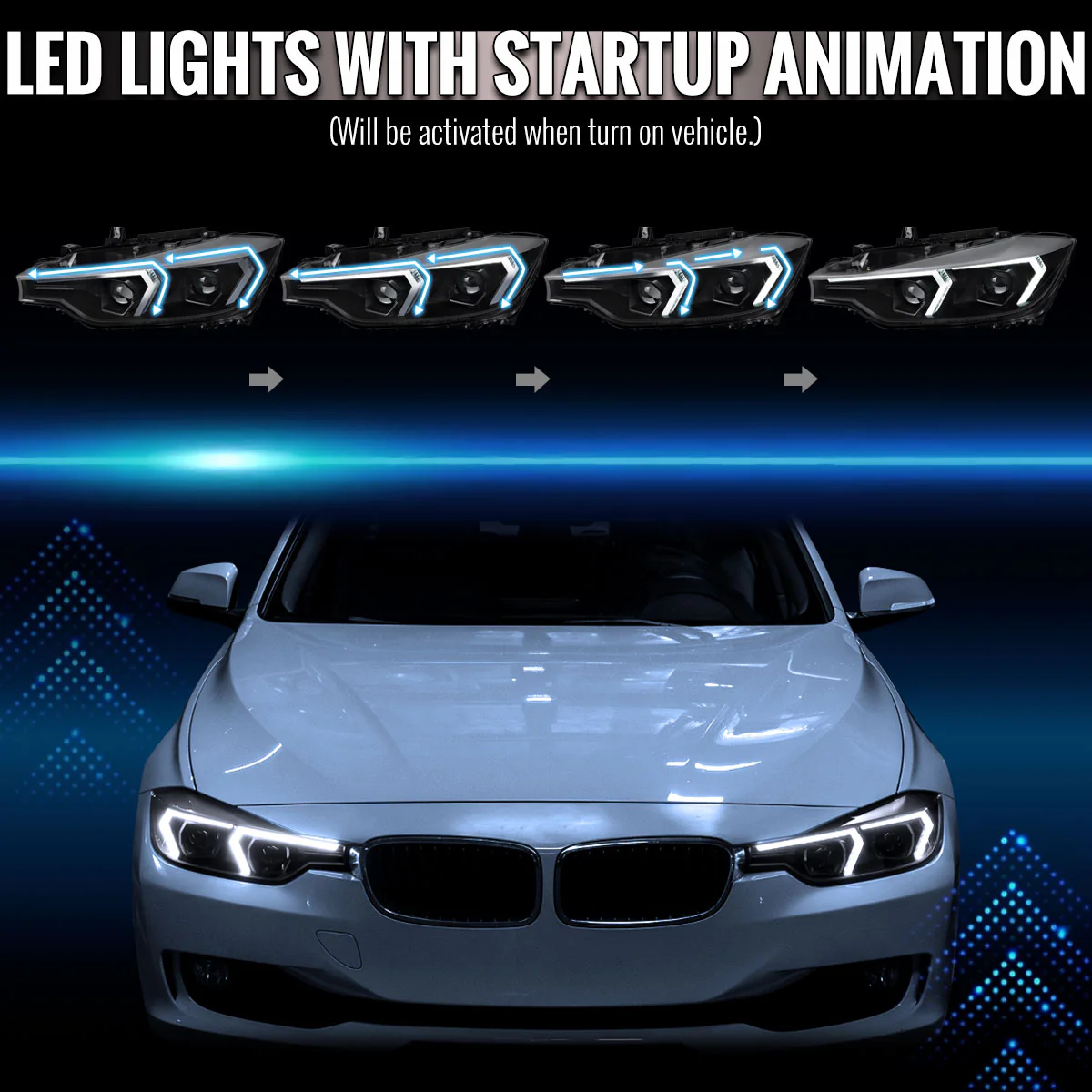Spec-D Projector Headlights BMW F30 320i 328i 330i 335i 340i (2012-2015) Full LED or Halogen with Sequential Turn Signals - Black or Chrome - Image 16