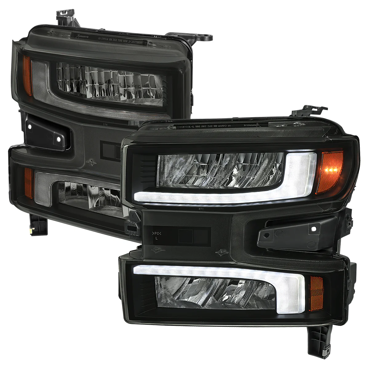 Spec-D Full LED Headlights Chevy Silverado 1500 (2019-2021) Sequential LED Black Housing w/ Clear or Smoked Lens - Image 2