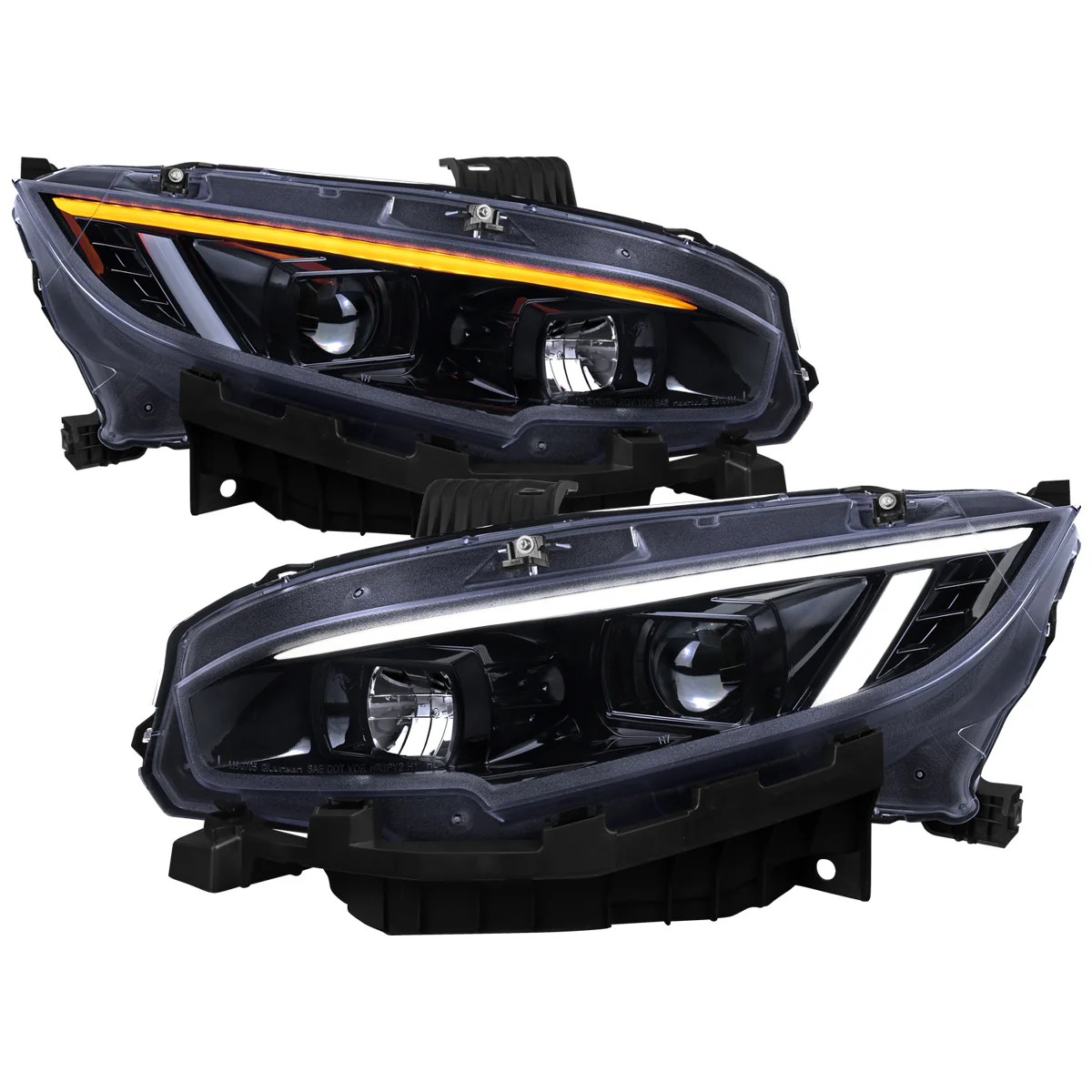 Spec-D Headlights Honda Civic FC/FK (2016-2021) Full LED or Halogen Projector With Sequential Turn Signal - Black or Chrome - Image 15
