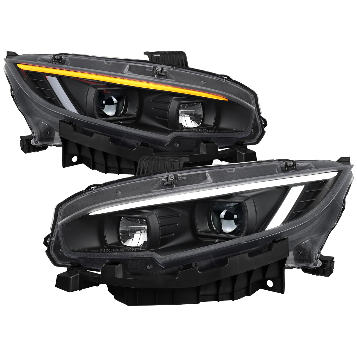Spec-D Headlights Honda Civic FC/FK (2016-2021) Full LED or Halogen Projector With Sequential Turn Signal - Black or Chrome - Image 16