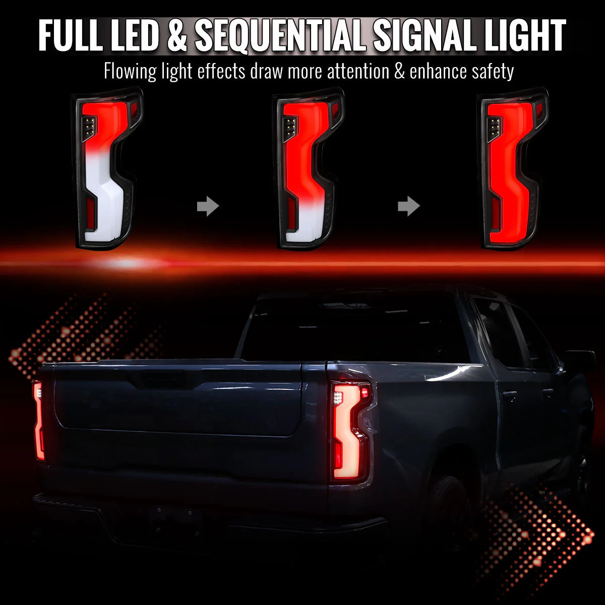 Spec-D Full LED Tail Lights Chevy Silverado 1500 (2019-2026) 2500HD/3500HD (2020-2023) with Switchback Sequential LED Turn Signal - Image 6