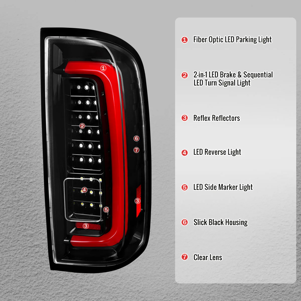 Spec-D Full LED Tail Lights for Chevy Colorado & GMC Canyon (2015-2022) Sequential Turn Signals - Black or Chrome - Clear / Smoked / Red Lens - Image 13
