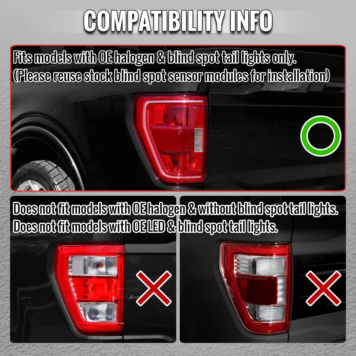 Spec-D Full LED Tail Lights Ford F150 (2021-2023) For Models w/ OEM Blind Spot Monitoring -  Black / Smoke - Image 16