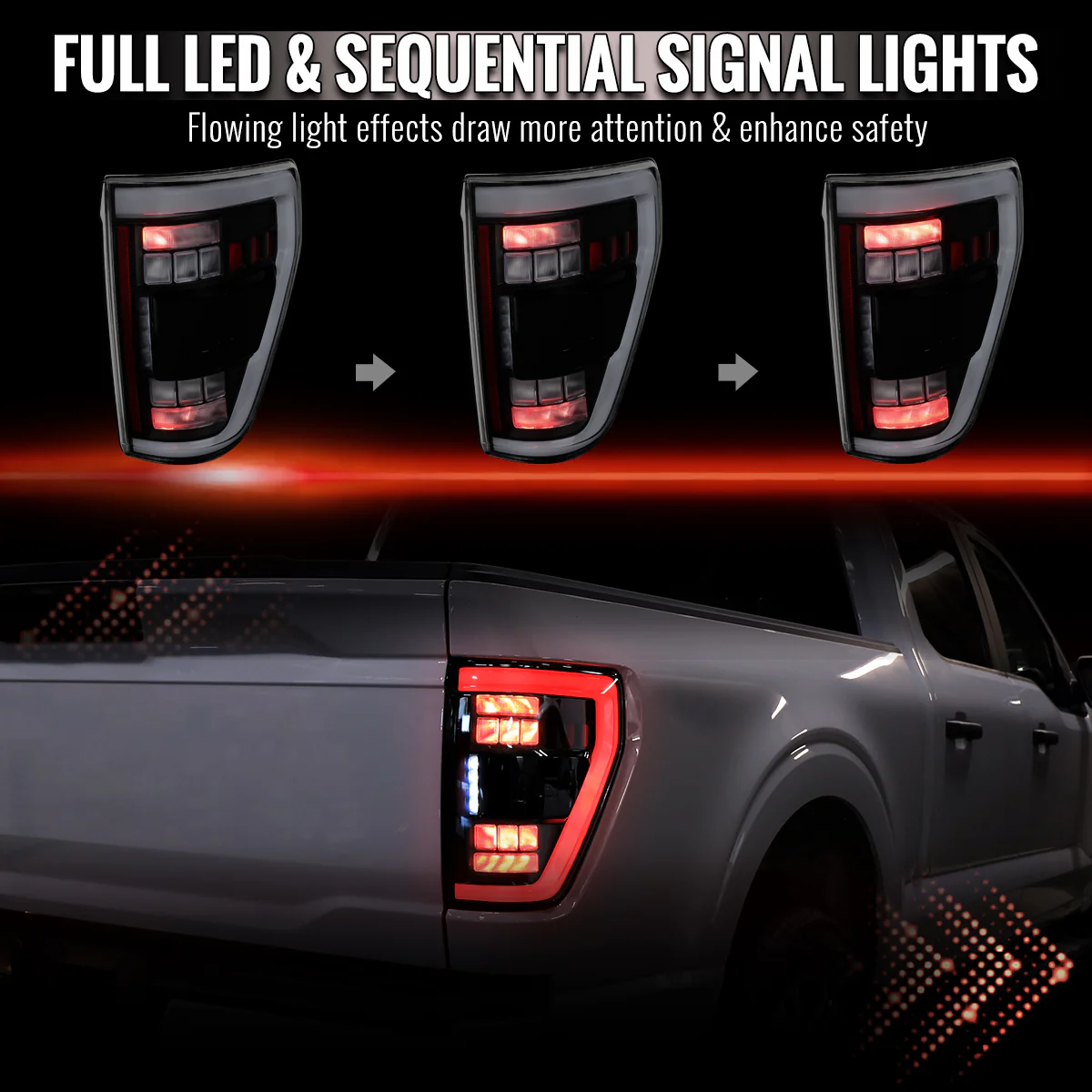 Spec-D Full LED Tail Lights Ford F150 (2021-2023) For Models w/ OEM Blind Spot Monitoring -  Black / Smoke - Image 9