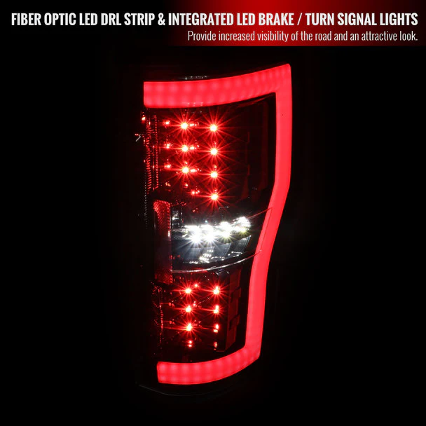 Spec-D Full LED Tail Lights Ford F250 F350 F450 F550 Super Duty (2017-2019) LED Bar - Black or Chrome - Image 12