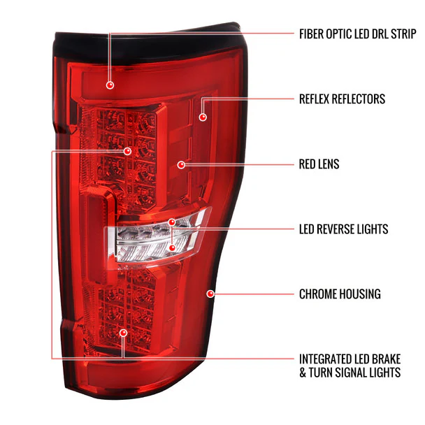 Spec-D Full LED Tail Lights Ford F250 F350 F450 F550 Super Duty (2017-2019) LED Bar - Black or Chrome - Image 58