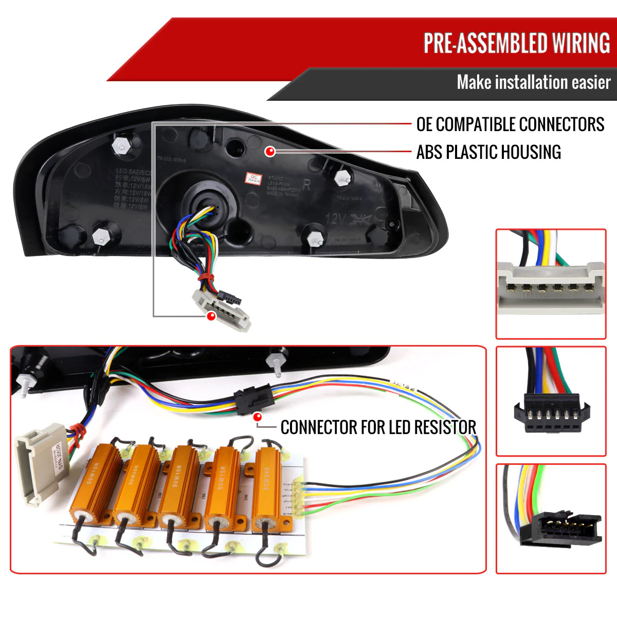 Spec-D Full LED Tail Lights Porsche Boxster 986 (1998-2004) Black Housing w/ White LED Bar - Image 10