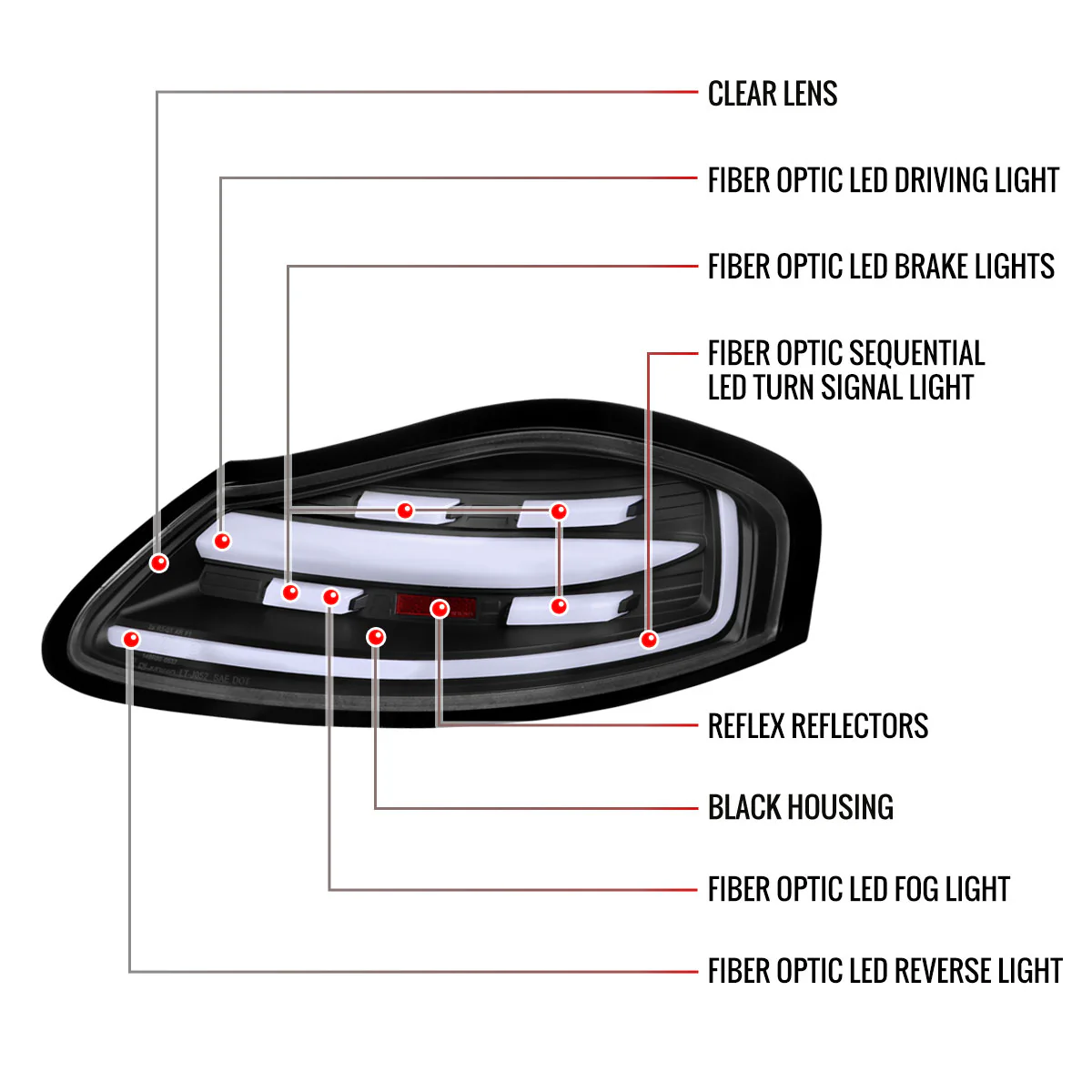 Spec-D Full LED Tail Lights Porsche Boxster 986 (1998-2004) Black Housing w/ White LED Bar - Image 11