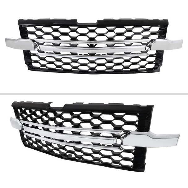Spec-D Grill Chevy Silverado 1500 (2019–2022) Honeycomb Style - Gloss Black - Image 2