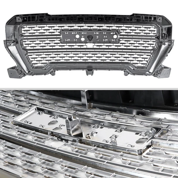 Spec-D Grill GMC Sierra 1500 (2019-2021) Denali Style Mesh - Chrome or Black - Image 7