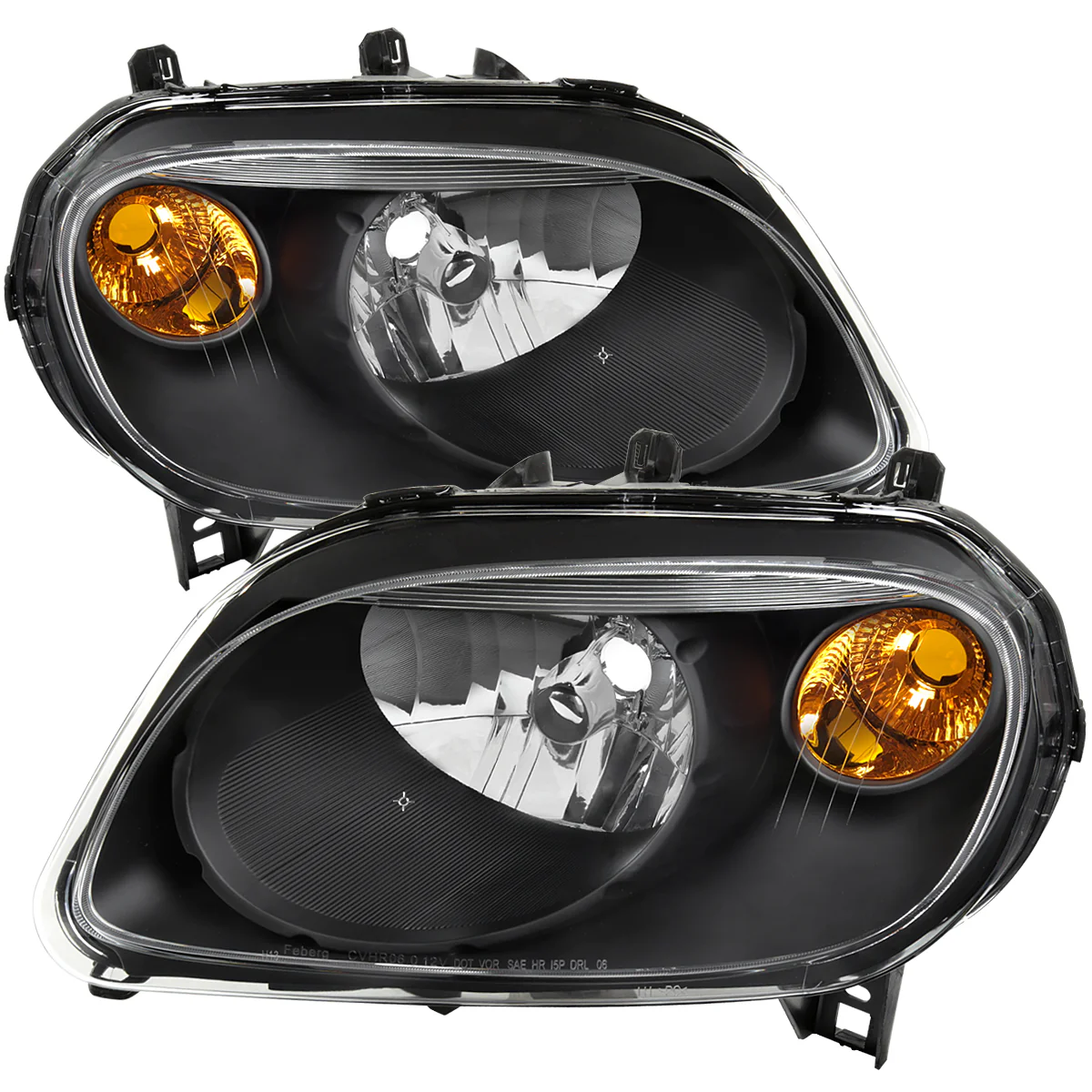 Spec-D Headlights Chevy HHR (06-11) Black OEM Replacement w/ Amber Corners - Image 3