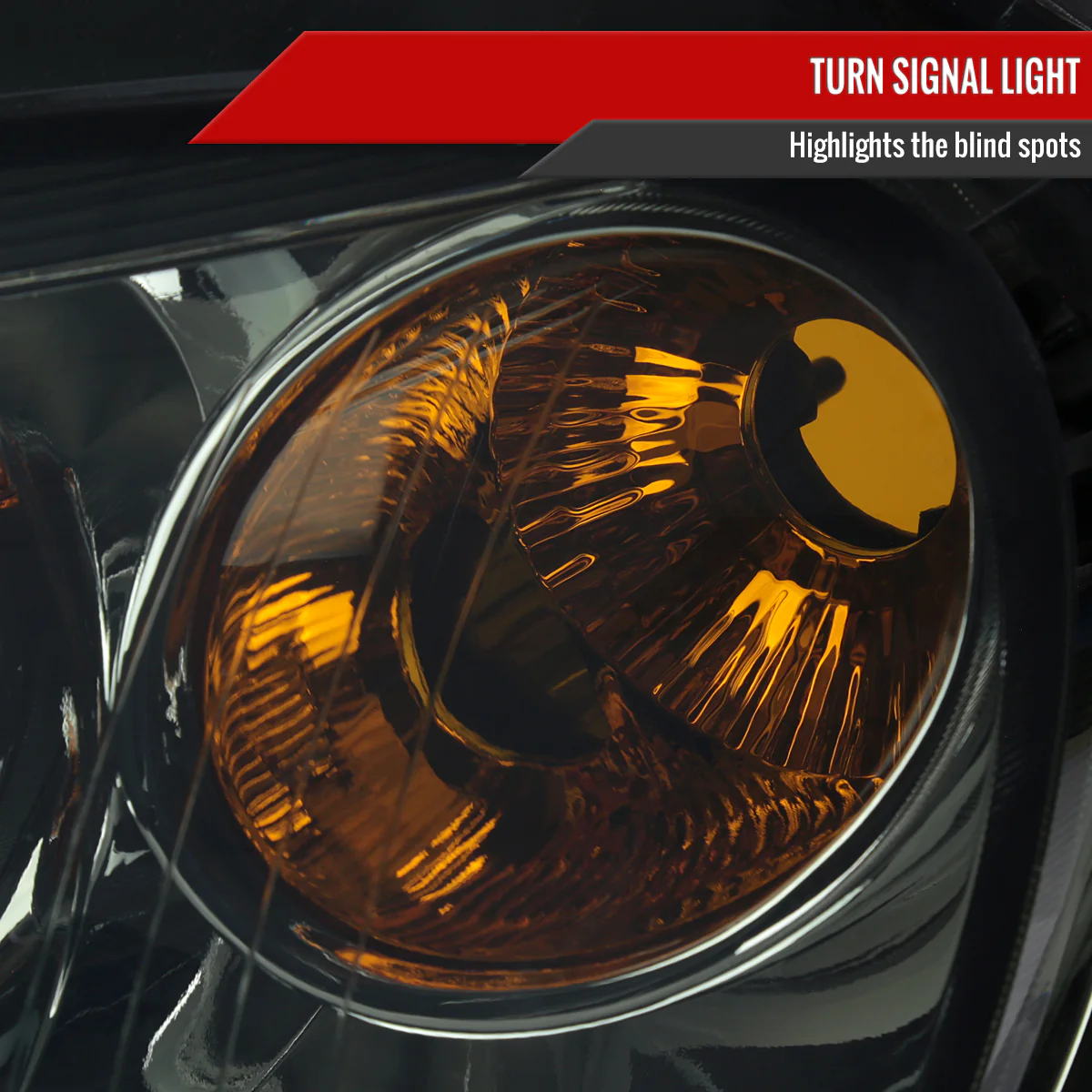Spec-D Headlights Chevy HHR (06-11) Black OEM Replacement w/ Amber Corners - Image 7