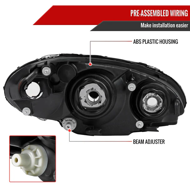 Spec-D Headlights Chrysler PT Cruiser (01-05) OEM Replacement w/ Black or Chrome Housing - Image 7