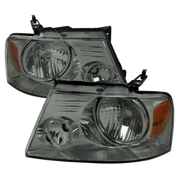 Spec-D Headlights Ford F150 (04-08) Lincoln Mark LT (06-08) Factory Style Chrome Housing w/ Amber Reflector & Light Smoked Lens - Image 2