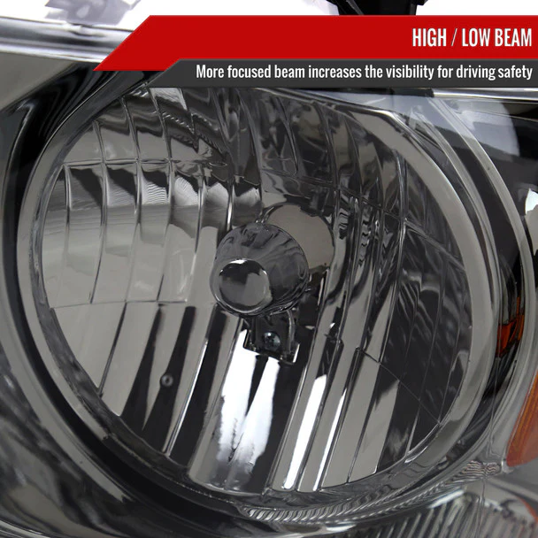 Spec-D Headlights Ford F150 (04-08) Lincoln Mark LT (06-08) Factory Style Chrome Housing w/ Amber Reflector & Light Smoked Lens - Image 3