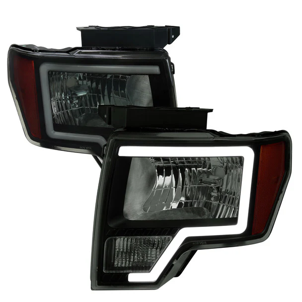 Spec-D Headlights Ford F150 (2009-2014) Factory Style w/ LED Bar & Amber Reflectors