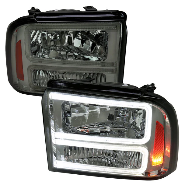 Spec-D Headlights Ford F250 / F350/ F450 / F550 Super Duty (2005-2007) OE Style w/ Dual LED C-Bar - Chrome or Black - Image 11