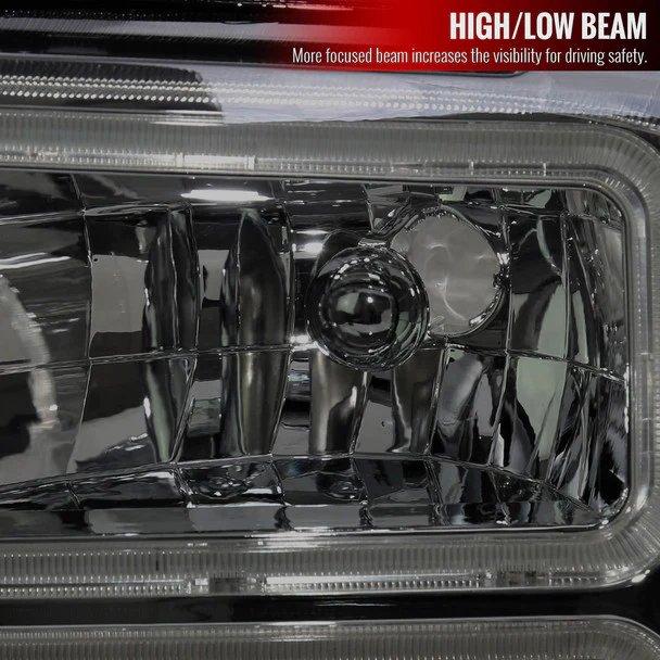 Spec-D Headlights Ford F250 / F350/ F450 / F550 Super Duty (2005-2007) OE Style w/ Dual LED C-Bar - Chrome or Black - Image 13