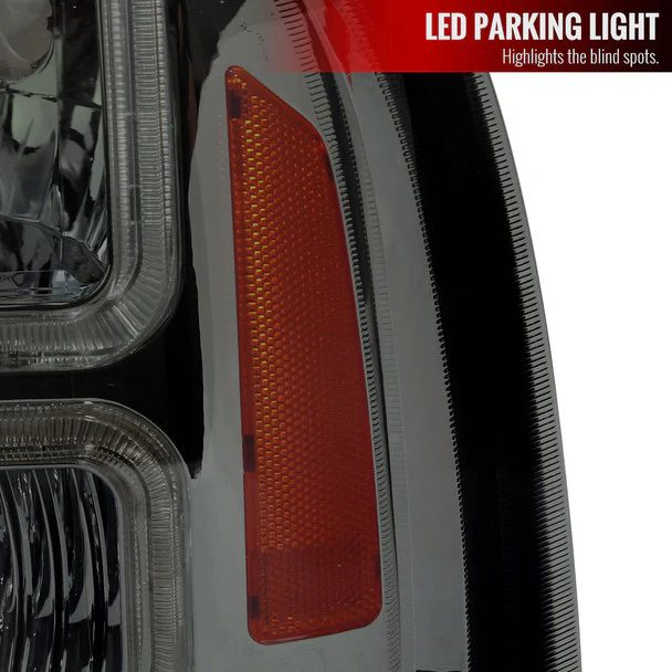 Spec-D Headlights Ford F250 / F350/ F450 / F550 Super Duty (2005-2007) OE Style w/ Dual LED C-Bar - Chrome or Black - Image 16