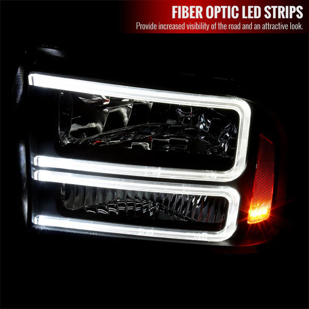 Spec-D Headlights Ford F250 / F350/ F450 / F550 Super Duty (2005-2007) OE Style w/ Dual LED C-Bar - Chrome or Black - Image 22
