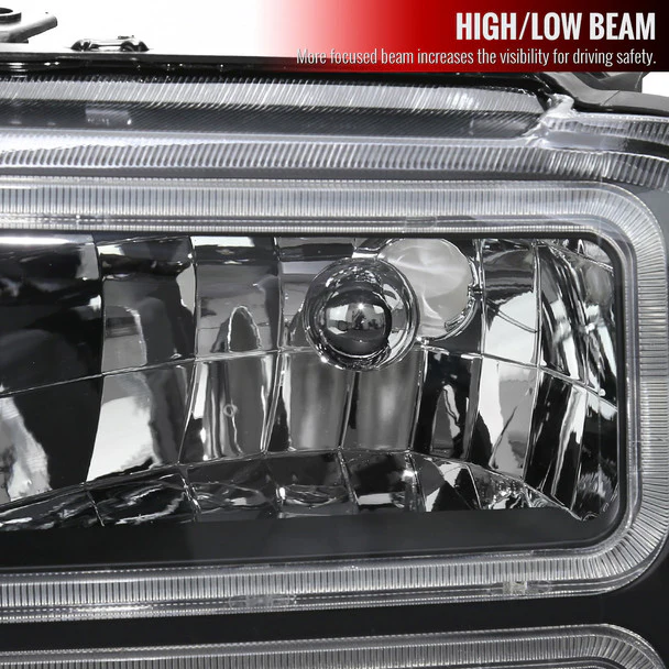 Spec-D Headlights Ford F250 / F350/ F450 / F550 Super Duty (2005-2007) OE Style w/ Dual LED C-Bar - Chrome or Black - Image 23