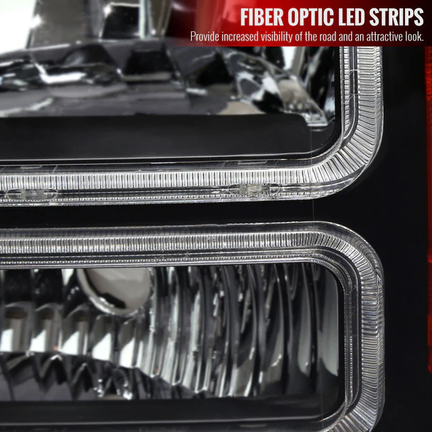 Spec-D Headlights Ford F250 / F350/ F450 / F550 Super Duty (2005-2007) OE Style w/ Dual LED C-Bar - Chrome or Black - Image 24