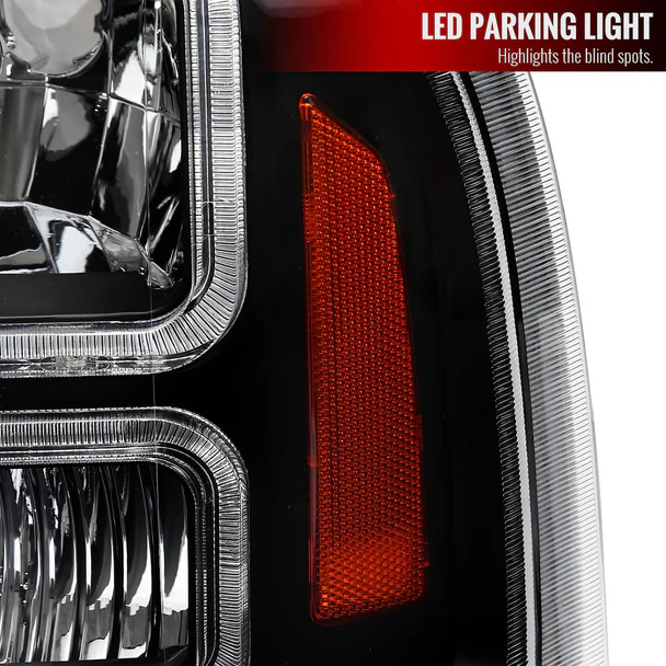 Spec-D Headlights Ford F250 / F350/ F450 / F550 Super Duty (2005-2007) OE Style w/ Dual LED C-Bar - Chrome or Black - Image 26