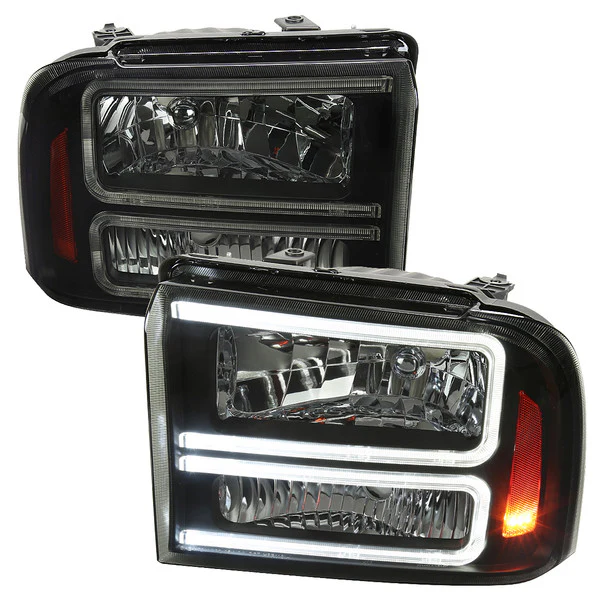 Spec-D Headlights Ford F250 / F350/ F450 / F550 Super Duty (2005-2007) OE Style w/ Dual LED C-Bar - Chrome or Black - Image 31