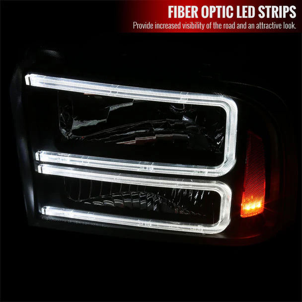 Spec-D Headlights Ford F250 / F350/ F450 / F550 Super Duty (2005-2007) OE Style w/ Dual LED C-Bar - Chrome or Black - Image 32