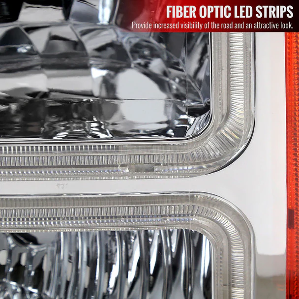 Spec-D Headlights Ford F250 / F350/ F450 / F550 Super Duty (2005-2007) OE Style w/ Dual LED C-Bar - Chrome or Black - Image 4