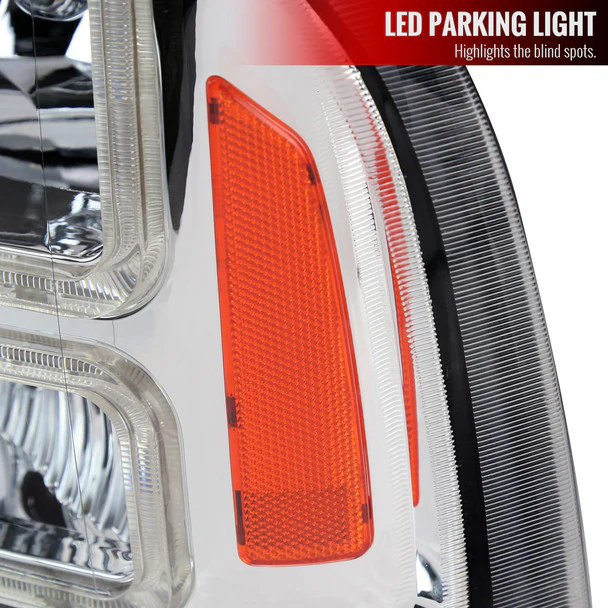Spec-D Headlights Ford F250 / F350/ F450 / F550 Super Duty (2005-2007) OE Style w/ Dual LED C-Bar - Chrome or Black - Image 6