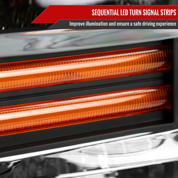 Spec-D Headlights Ford F250 F350F450 F550 Super Duty (2008-2010) OE Style w/ LED Sequential Signal - Chrome or Black - Image 14