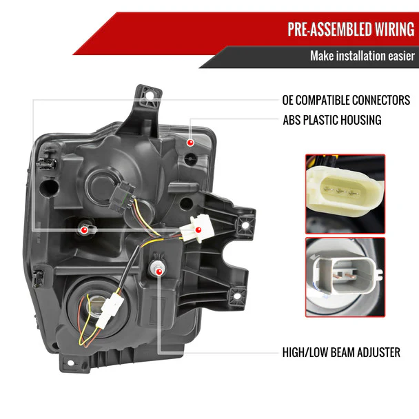 Spec-D Headlights Ford F250 F350F450 F550 Super Duty (2008-2010) OE Style w/ LED Sequential Signal - Chrome or Black - Image 25