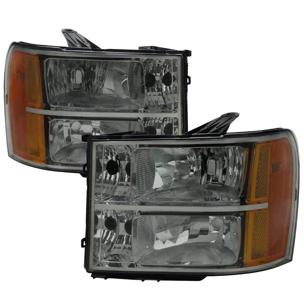Spec-D Headlights GMC Sierra 1500 (07-13) 2500HD 3500HD (07-14) Factory Style Chrome Housing w/ Light Smoked Lens