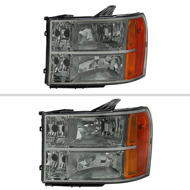 Spec-D Headlights GMC Sierra 1500 (07-13) 2500HD 3500HD (07-14) Factory Style Chrome Housing w/ Light Smoked Lens - Image 2