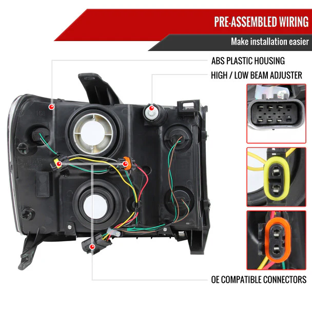 Spec-D Headlights GMC Sierra 1500 (07-13) 2500HD 3500HD (07-14) Factory Style Chrome Housing w/ Light Smoked Lens - Image 7