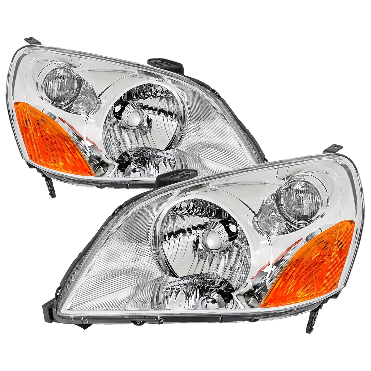Spec-D Headlights Honda Pilot (2003-2005) Smoked / Chrome / Black OEM Replacement w/ Amber - Image 2