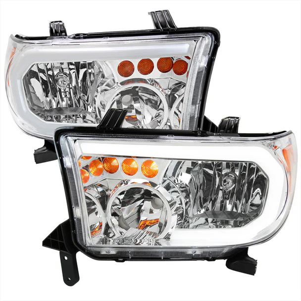 Spec-D Headlights Toyota Tundra (07-13) Sequoia (08-17) OE Style w/ LED Tube & LED Turn Signal - Chrome or Black
