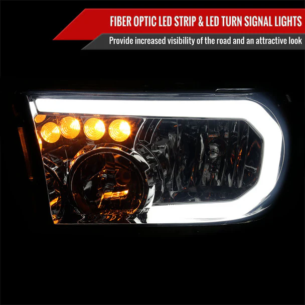 Spec-D Headlights Toyota Tundra (07-13) Sequoia (08-17) OE Style w/ LED Tube & LED Turn Signal - Chrome or Black - Image 11